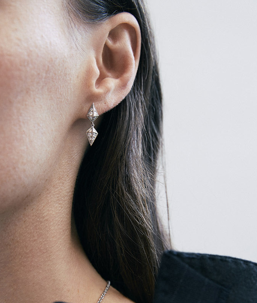 Boucle D Oreille Statement Rock Away Argent Diamants