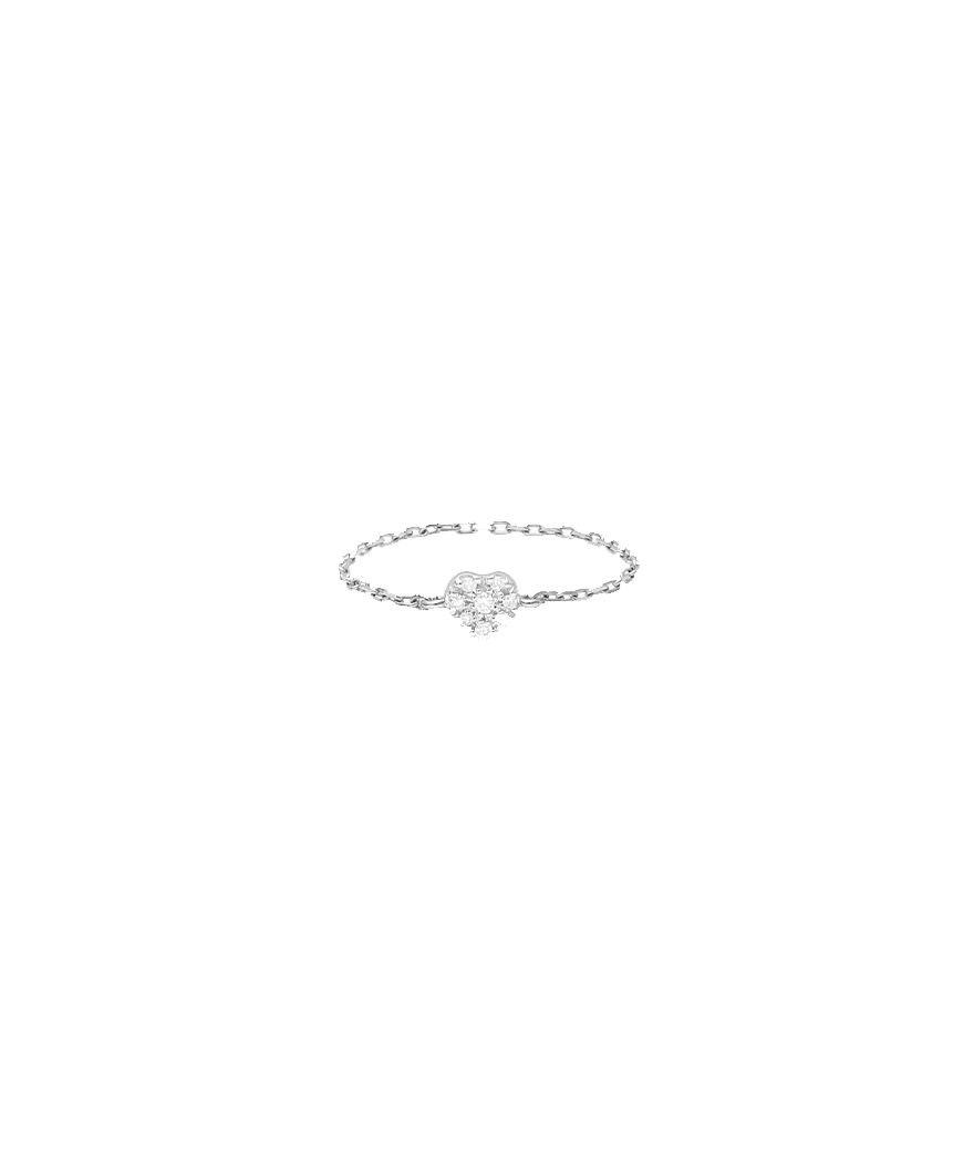 Bague chaîne Djula Magic Touch mini coeur or blanc diamants