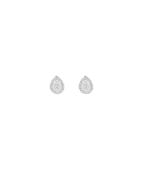 Boucles d'Oreilles Djula poire or blanc diamants