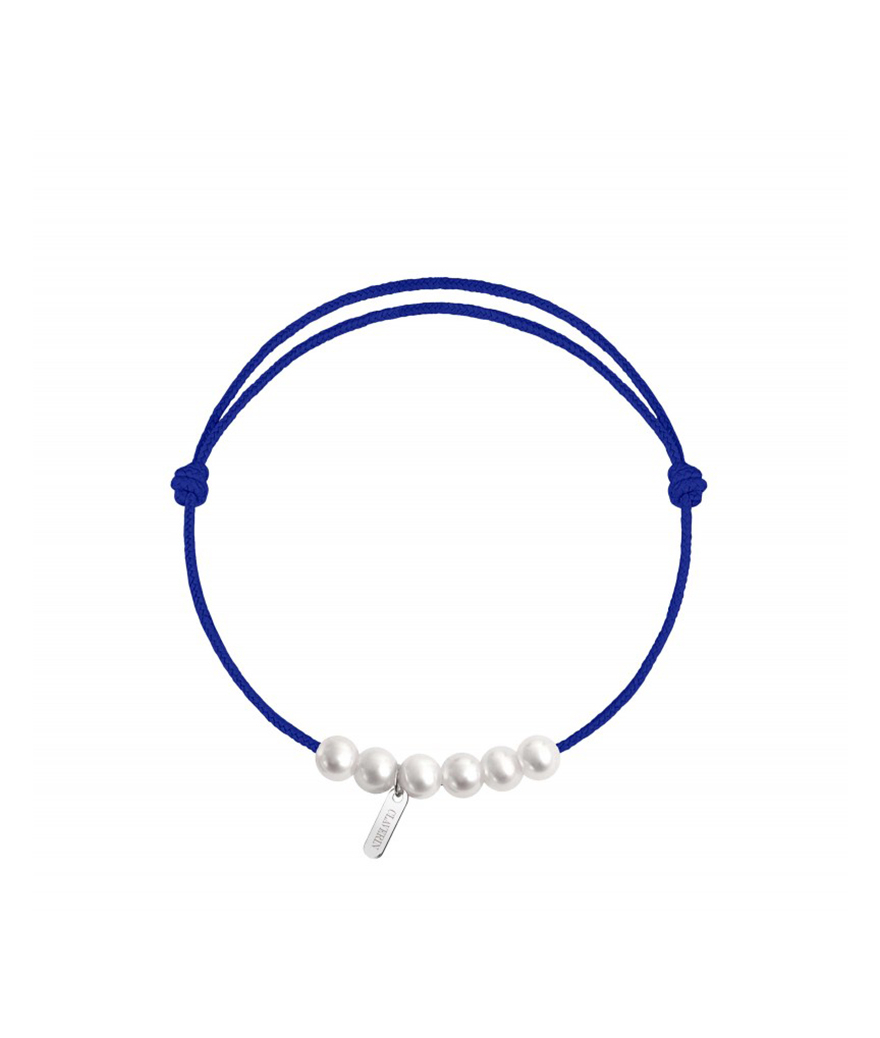 Bracelet Cordon Claverin 6 little XL perles blanches
