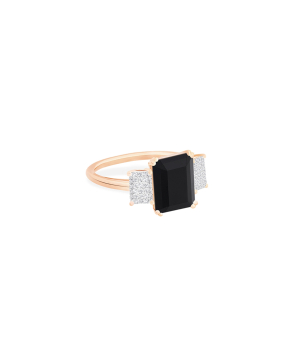 Bague Ginette NY Midnight or rose onyx diamants