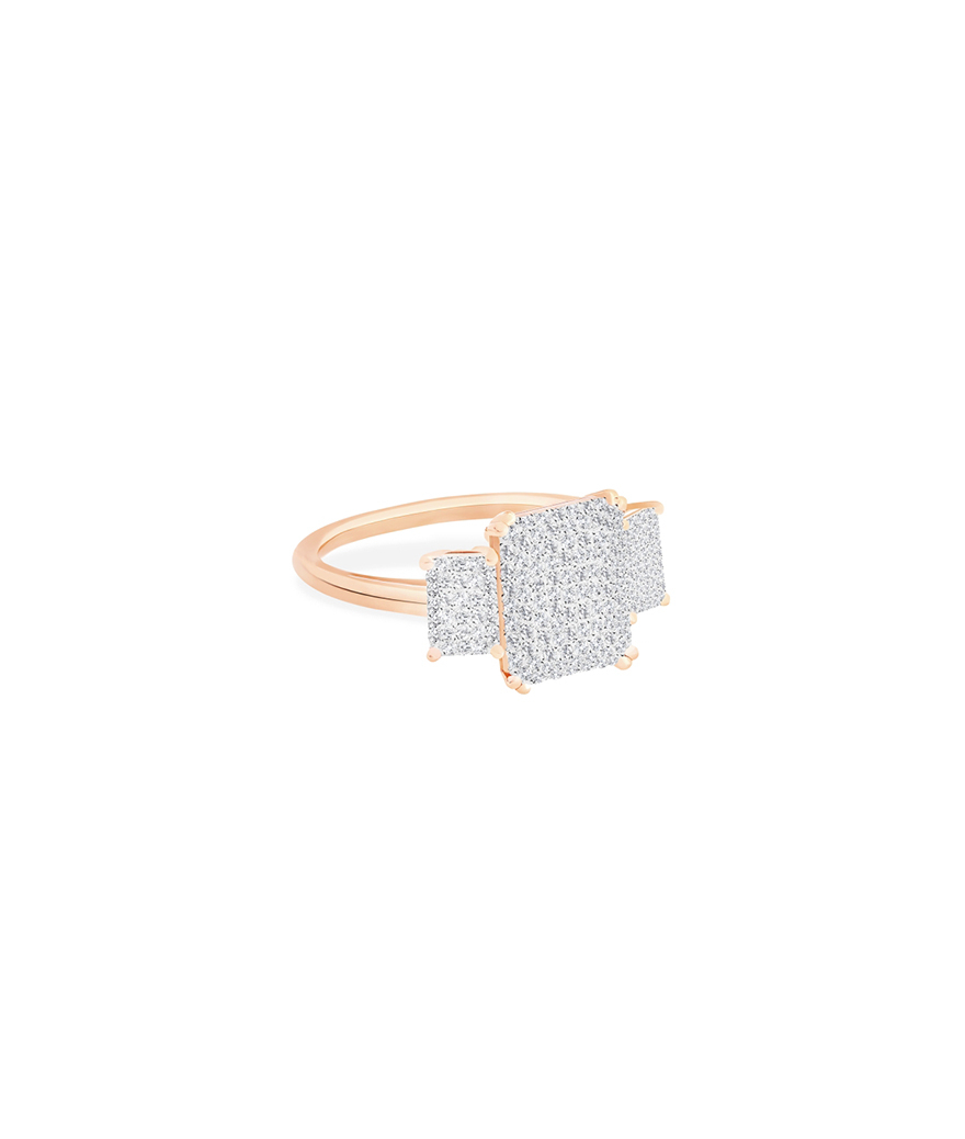 Bague Ginette NY Midnight Trio or rose diamants