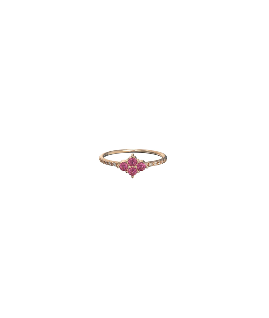 Bague Emmanuelle d'Ortoli Grappe saphirs roses et diamant or rose