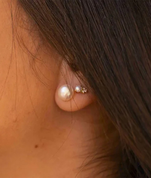 Boucles d'Oreilles Emmanuelle d'Ortoli BO@enmodemel perle et diamants or jaune à l'unité