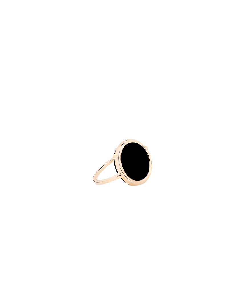 Bague Ginette NY baby Disc Ring or rose onyx noir