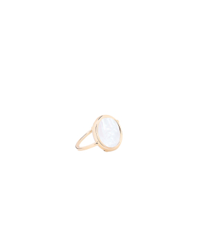 Bague Ginette NY baby Disc Ring or rose nacre blanche