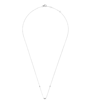 Collier Djula barbelé semi pavé diamants et or blanc 42cm