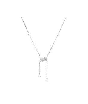 Collier Djula drop barbelé semi pavé diamants et or blanc 42cm