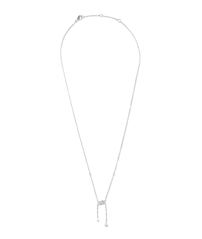 Collier Djula drop barbelé semi pavé diamants et or blanc 42cm