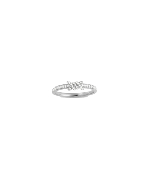 Bague Djula fine barbelé pavée diamants et or blanc