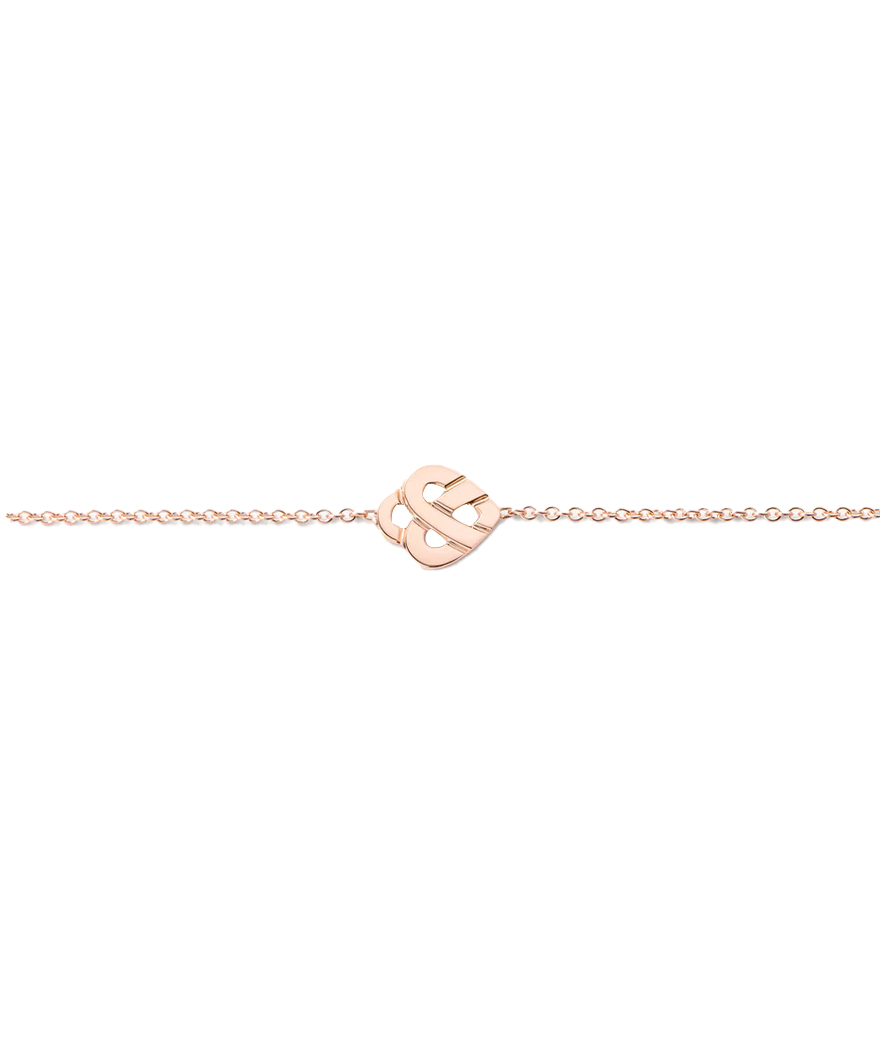 Bracelet Poiray Coeur Entrelacé mini or rose sur chaîne