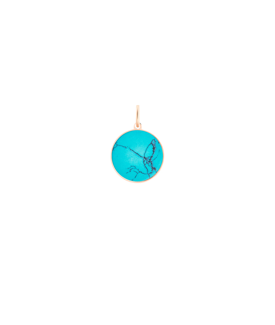 Pendentif Ginette NY CHARMSor rose ever turquoise